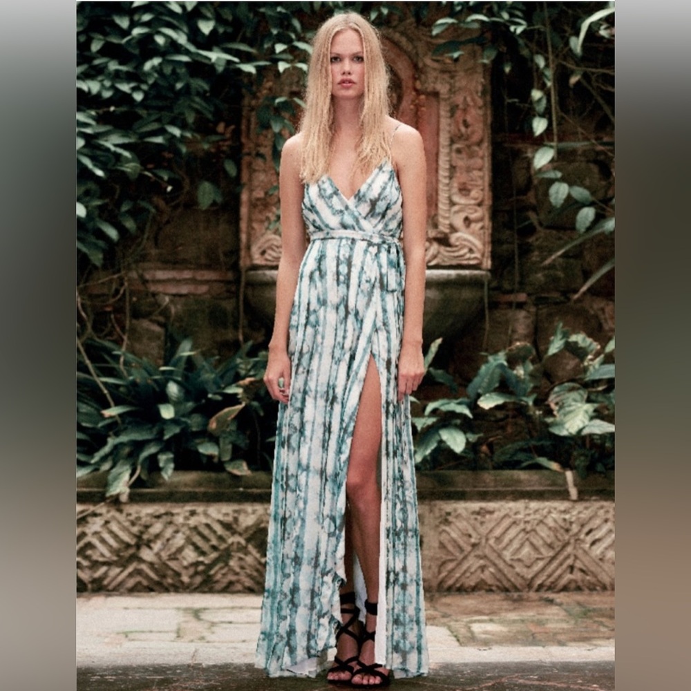 Jetset Diaries Serpiente Maxi Dress Aqua Stripe
